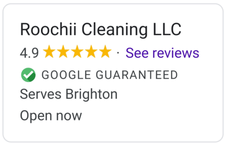 Roochii Cleaning Google Local Service review badge with 4.9 stars rating