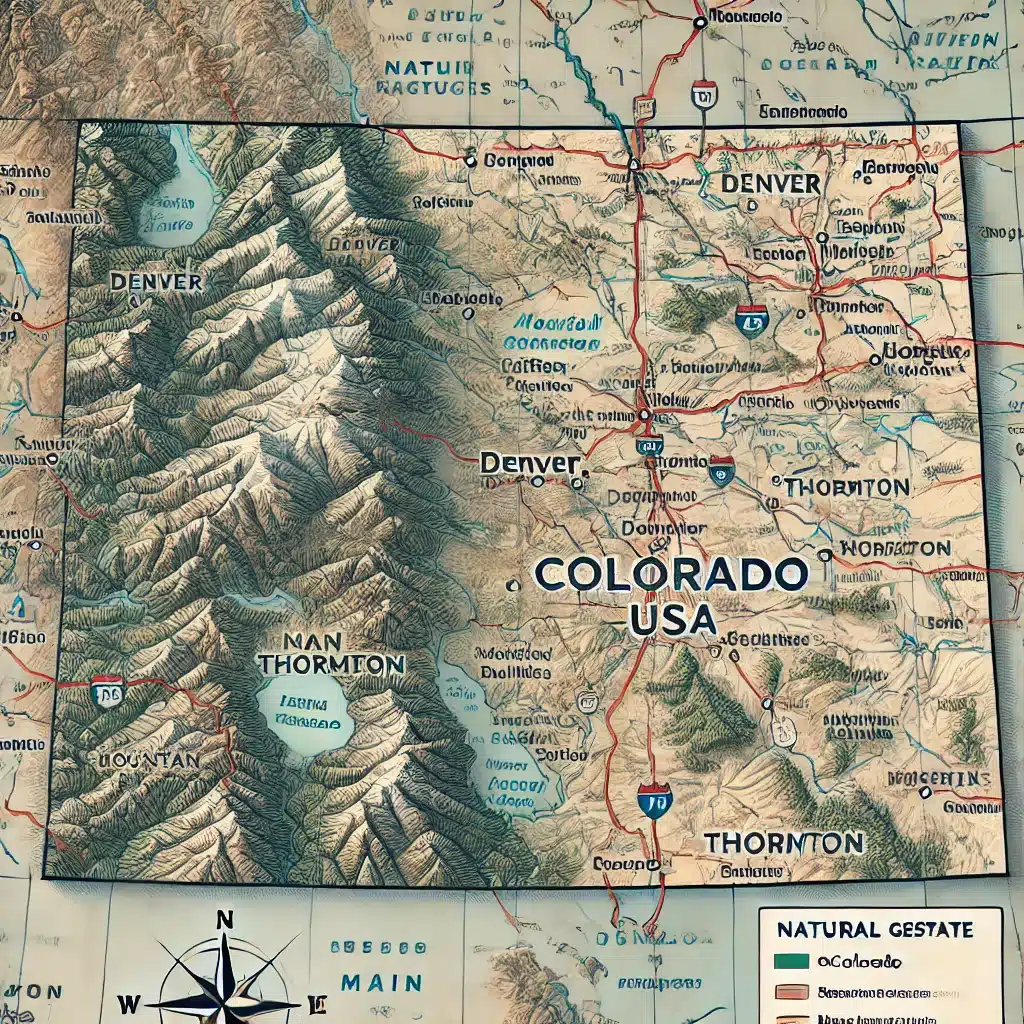 Roochii Cleaning's location map highlighting Denver and Thornton