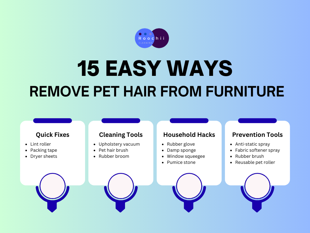 how to keep pet hair off furniture with 15 easy cleaning methods including lint roller vacuum rubber glove and anti static tools