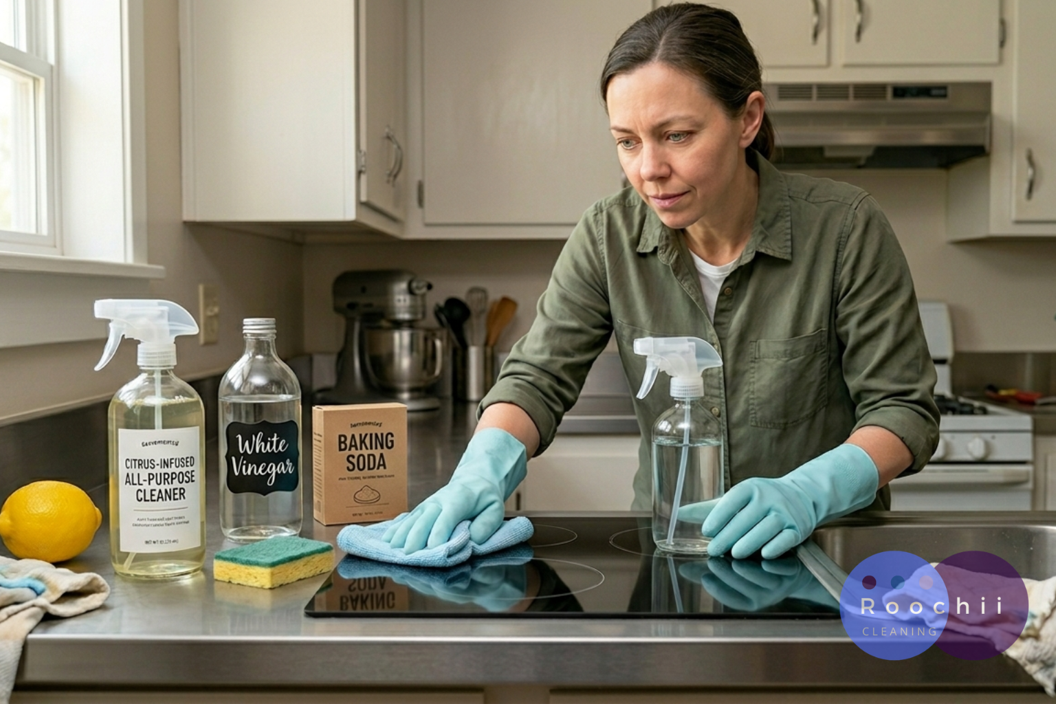 which cleaning products are toxic – person using non toxic cleaning alternatives like vinegar and baking soda for safe home cleaning